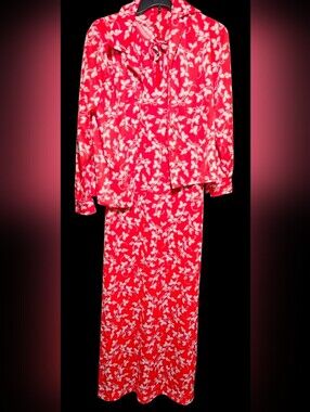 Vintage 1970’s Tanner Women's Floral Maxi Dress With Matching Coat Size 8